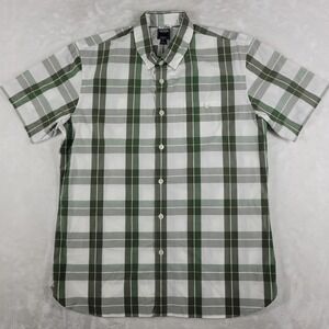 Todd Snyder Short Sleeve Button Down Shirt Men's Large Green Plaid 100%‎ Cotton